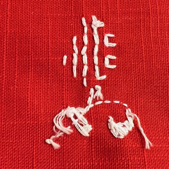 Vintage Red Cloth Napkins Set 4 Hand Embroidered Cross Stitch 14" Square - Picture 6 of 6